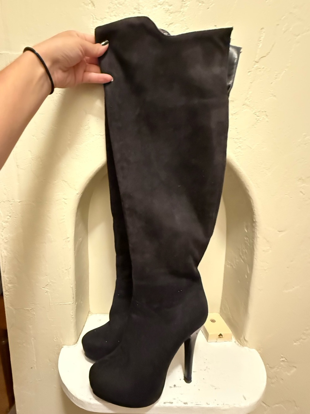 Women's Black Over-the-Knee High Heel Boots 7.5